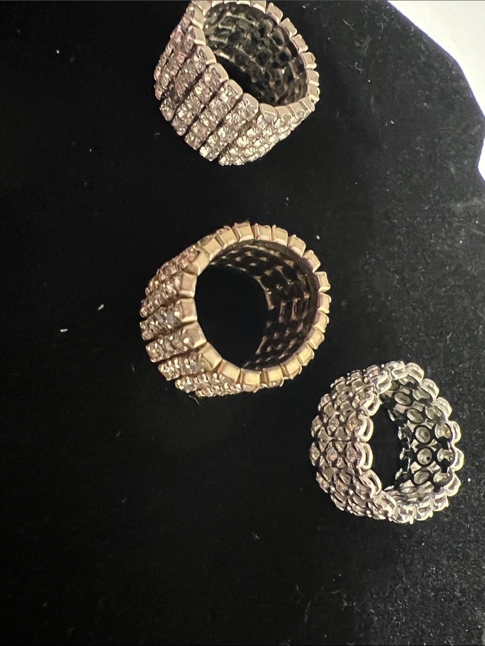 Crystal Pavé Stretch Rings - Clear and Aurora Borealis - Vintage - 5 Rings - Picture 5 of 16